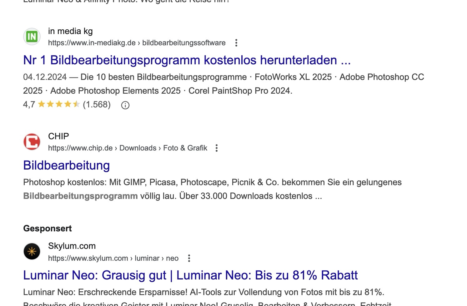 google ergebnis für das keyword Bildbearbeitungsprogramm